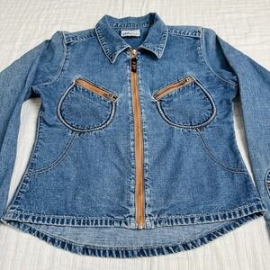 Jean Express Bleus Women's Small Petite Blue Jacket Cropped Short Length